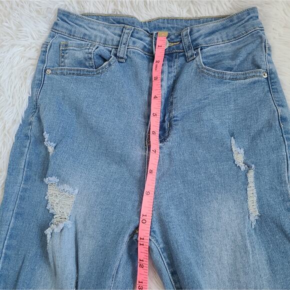 SHEIN Light Wash Distressed High Rise Jeans Size XS - Picture 10 of 12